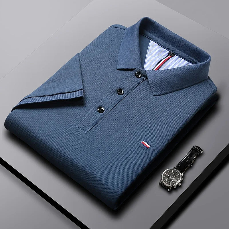 Men's Breathable Polo Shirt, Cotton Blend with Embroidery Detail