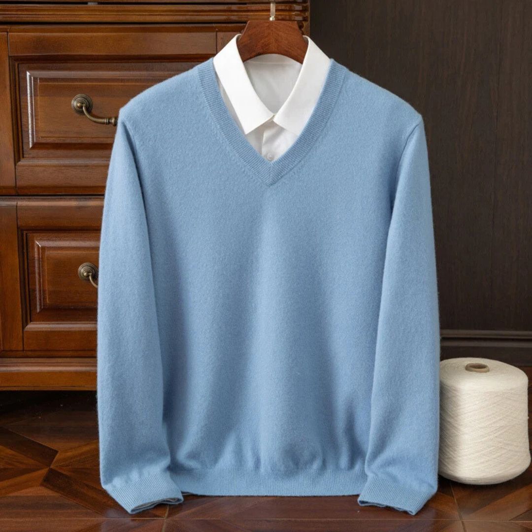 Olympia Merino V-Neck Sweater - Ultra-Soft Merino Wool for Men