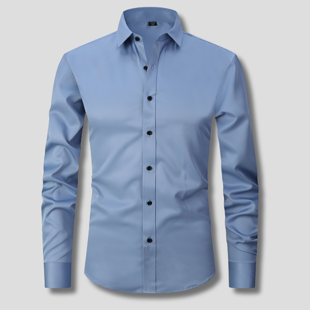 Men's Slim Fit Stretch Shirt, Soft Polyester Dress Shirt