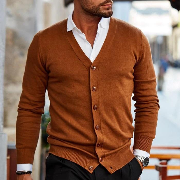 Men's Button-Up Knit Vest - Ribbed Layering Sweater Vest