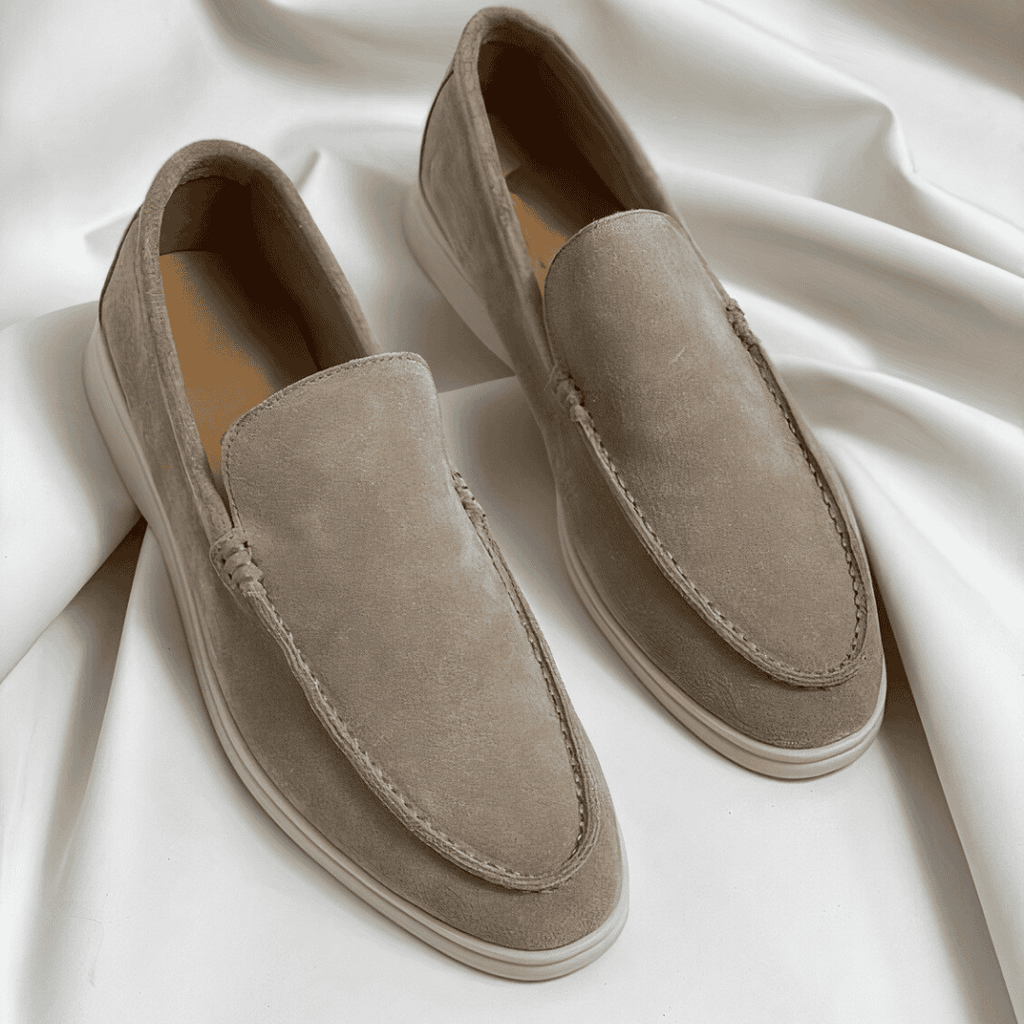 Men's Slip-On Loafers with Tonal Stitching, Minimalist Casual Shoes