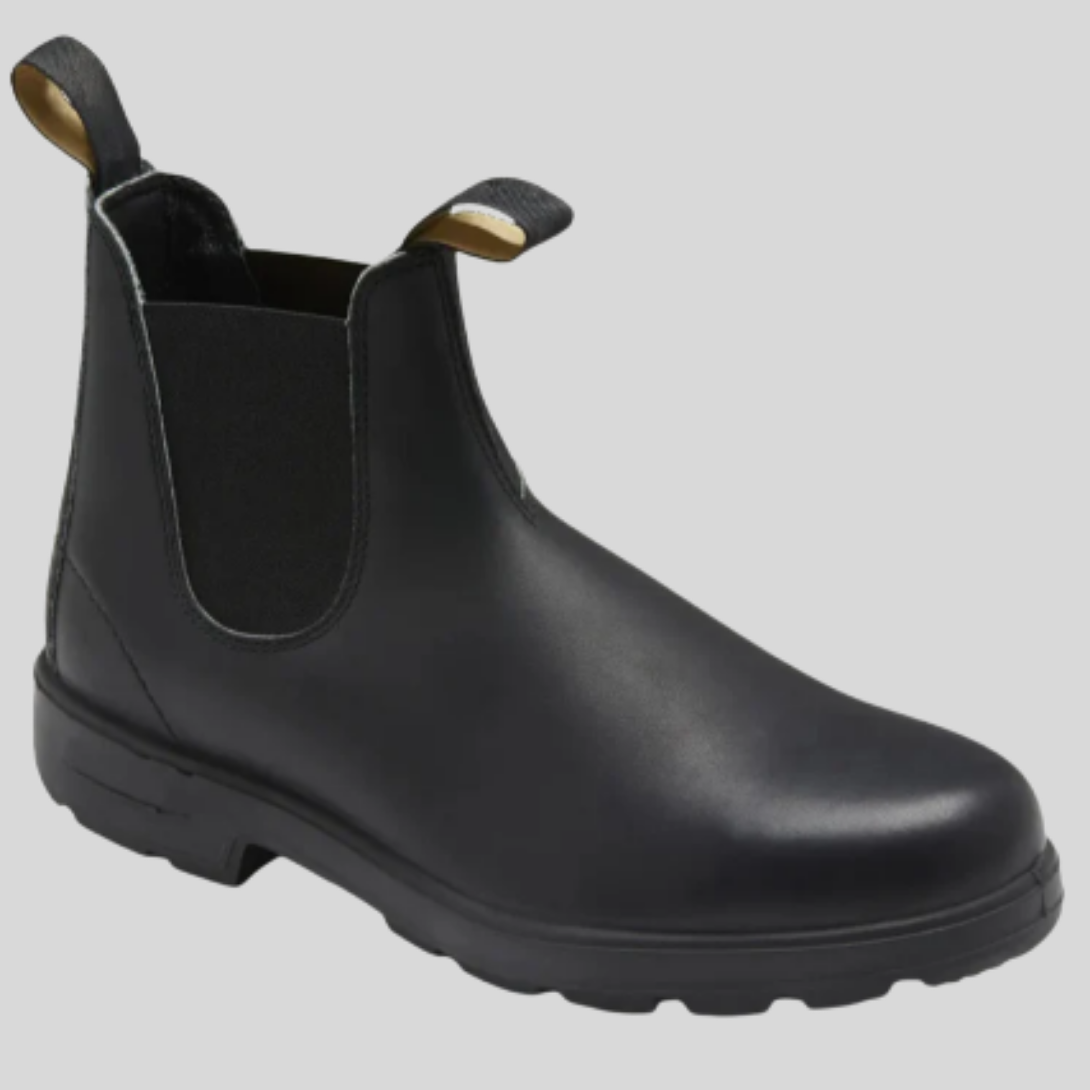 Men's Slip-On Boots with Elastic Side Panels - Leather Ankle Boots
