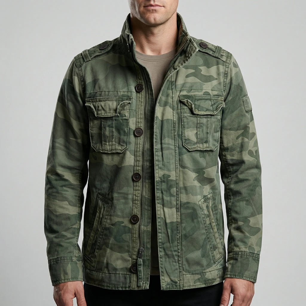 Men's Camouflage Military Jacket - Cotton Lined Casual Coat