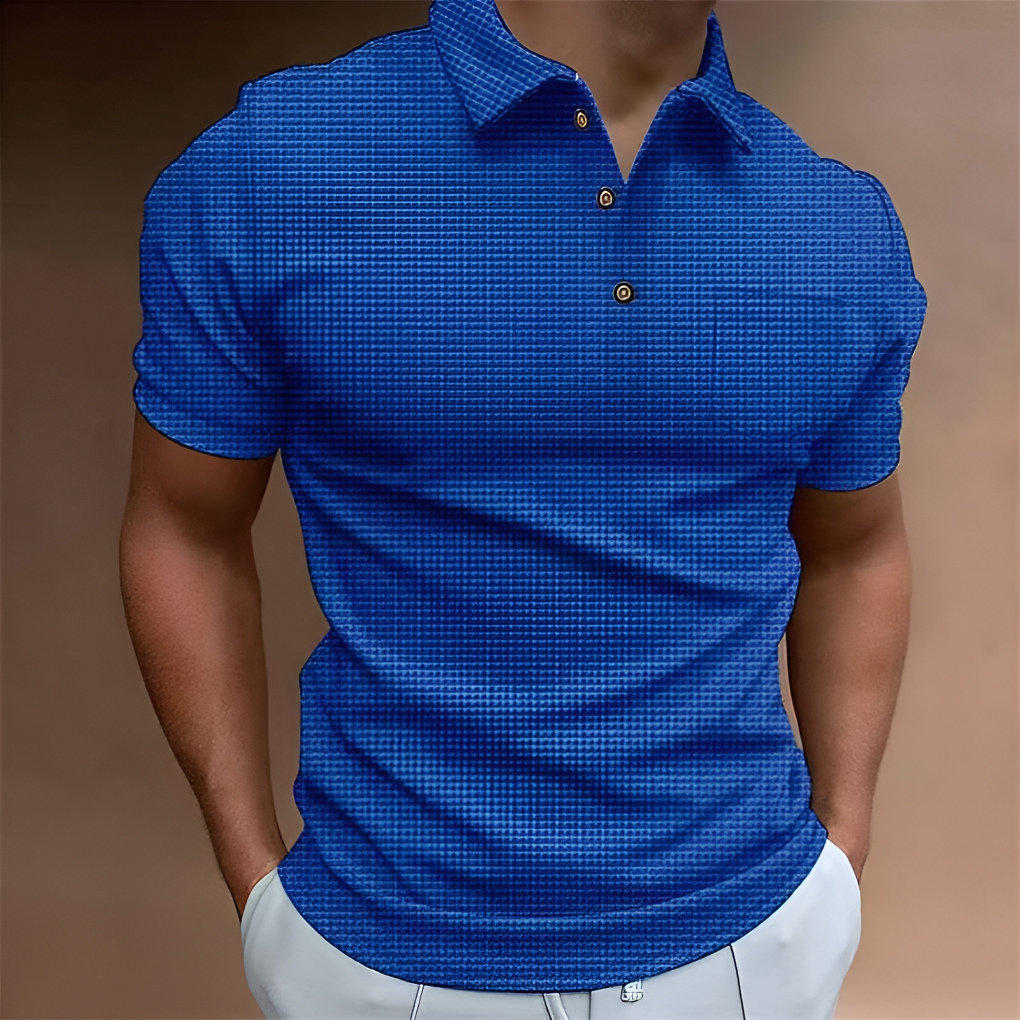 Men's Short-Sleeve Half-Zip Polo Shirt, Textured Casual Pullover