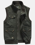 Men's Multi Pocket Utility Vest, Cotton Blend Outdoor Vest