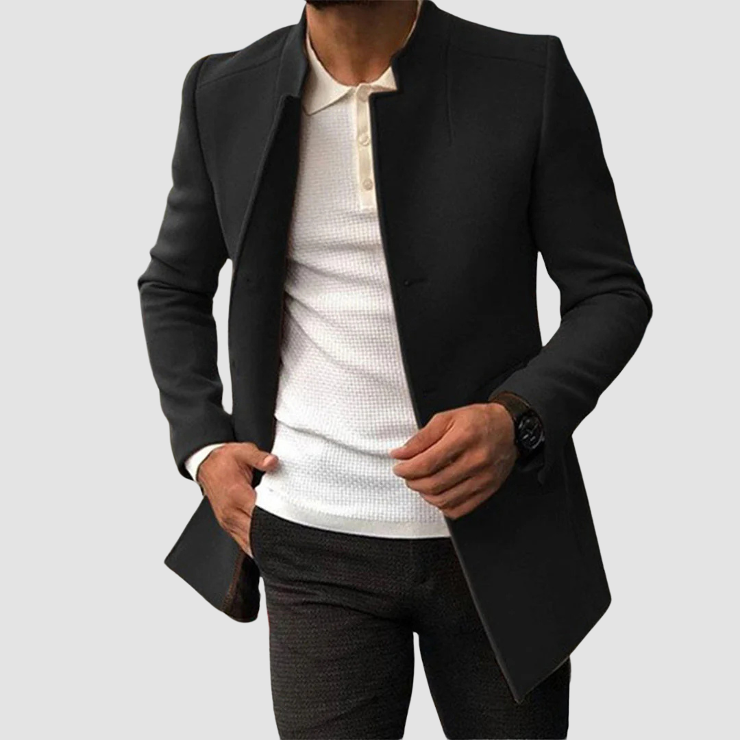 Men's Long Overcoat | Single-Breasted Classic Winter Coat