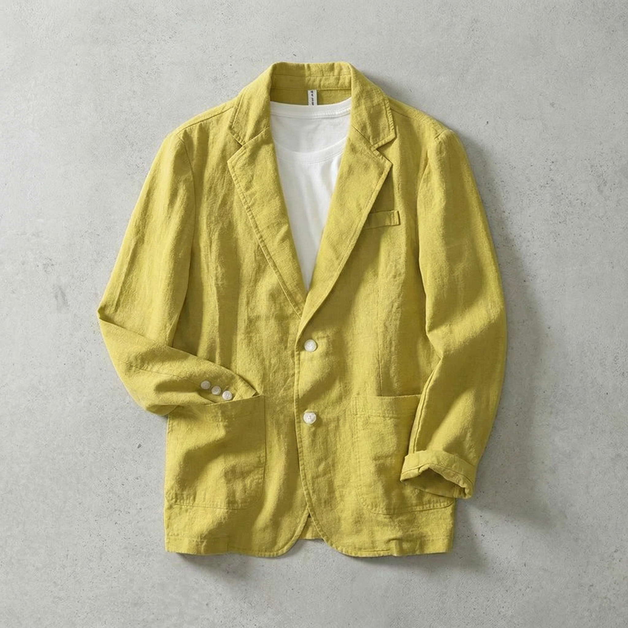 Men's Linen Blend Jacket, Lightweight Layer with Classic Lapels