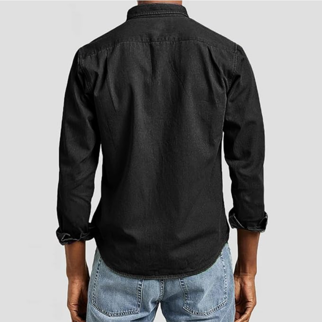 Men's Military-Style Button-Up Shirt - Breathable Casual Cotton Shirt