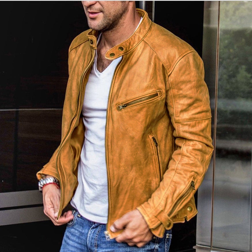 Men's Waterproof Leather Jacket, Elegant Weatherproof Coat