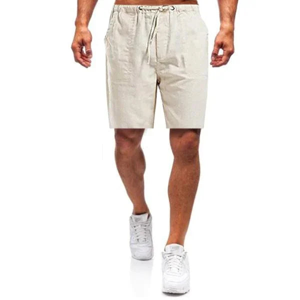 Men's Linen Shorts, Drawstring Waist Breathable Summer Shorts