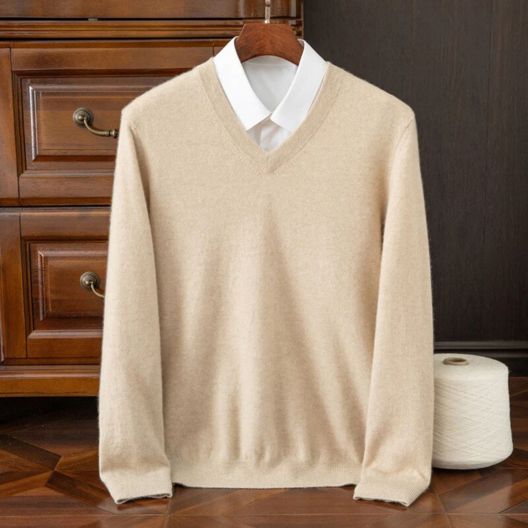 Olympia Merino V-Neck Sweater - Ultra-Soft Merino Wool for Men