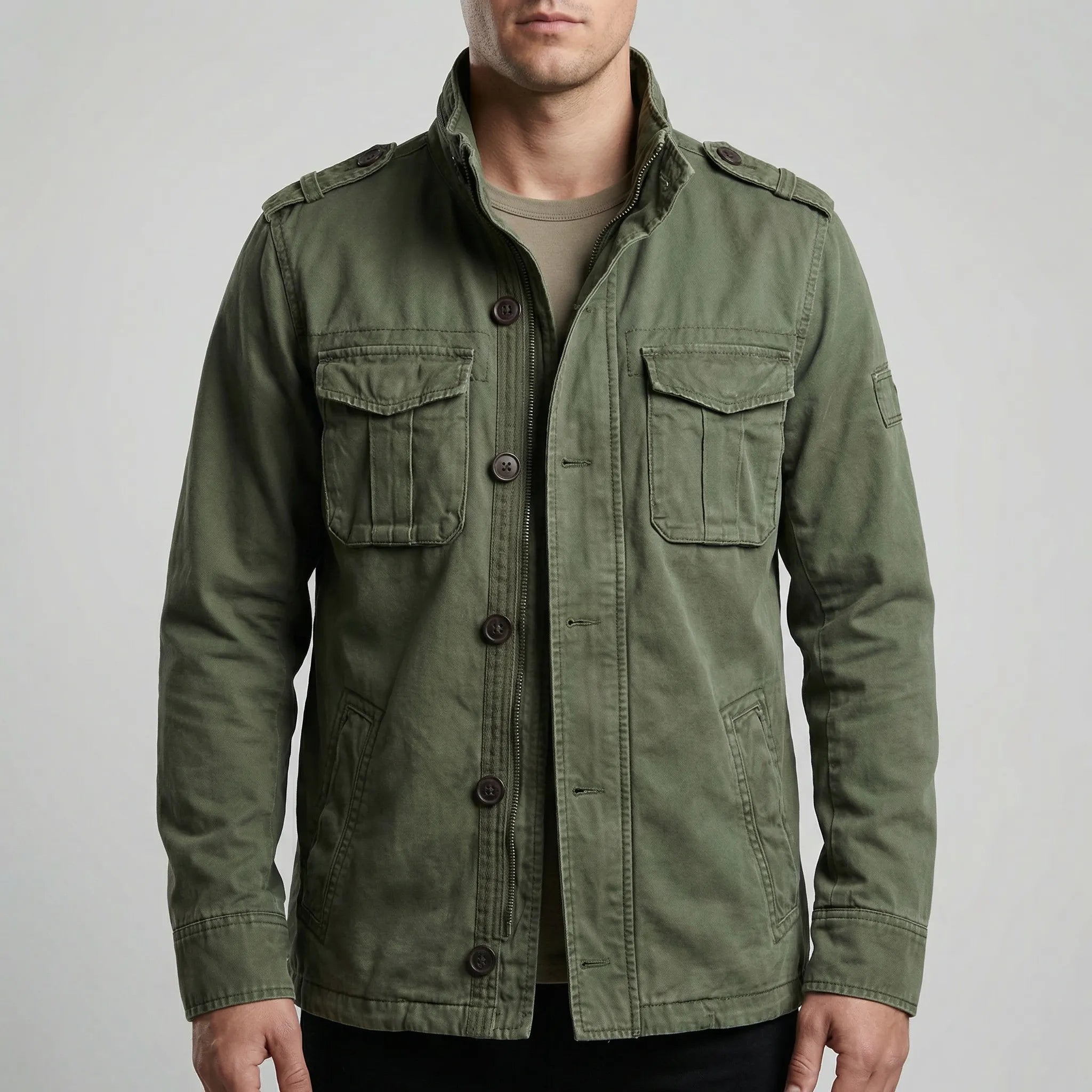 Men's Camouflage Military Jacket - Cotton Lined Casual Coat