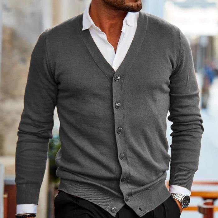 Men's Button-Up Knit Vest - Ribbed Layering Sweater Vest