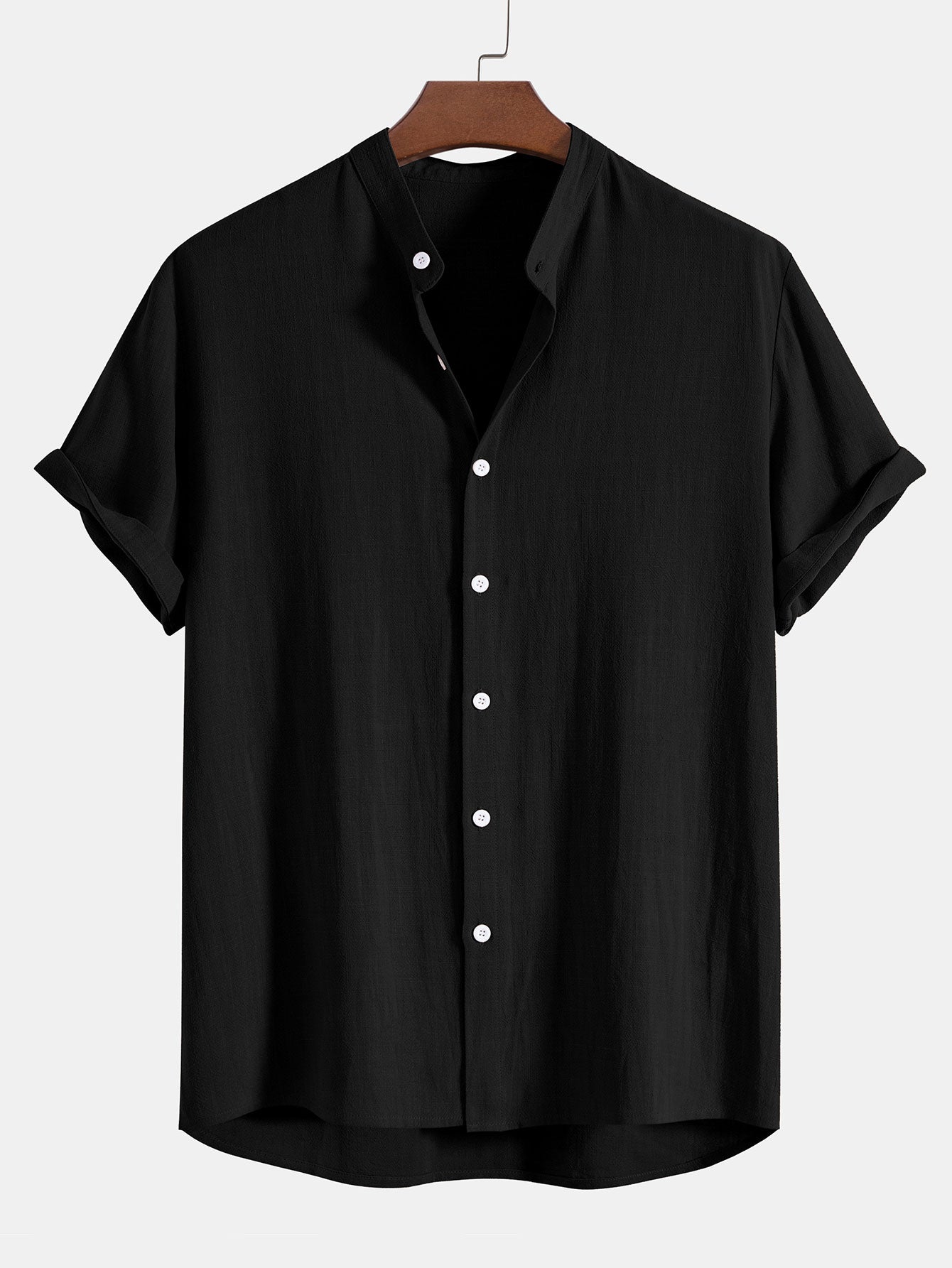 Men's Button-Down Shirt and Pants Set with Elastic Waist, Summer Two-Piece Outfit
