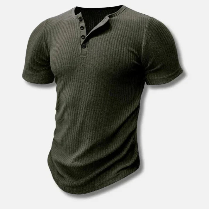 Men's Slim-Fit Henley T-Shirt, Cotton Blend Button Placket Tee