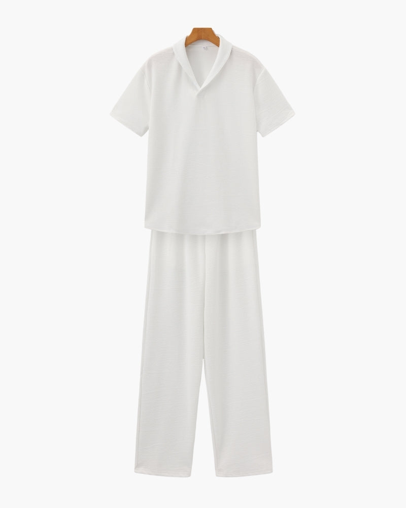 Men's Two-Piece Polo and Drawstring Pants Set - Matching Casual Outfit