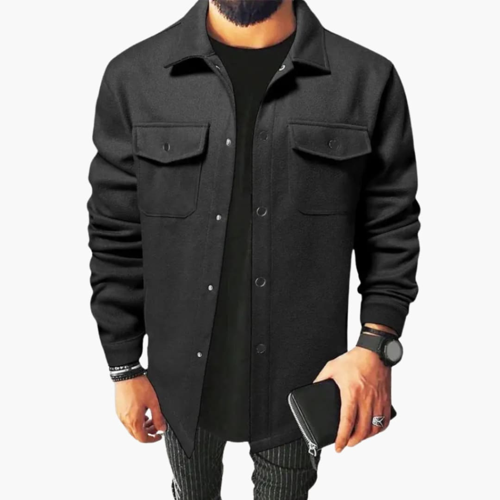 Men's Shirt Jacket, Button Placket Layering Coat with Chest Pockets