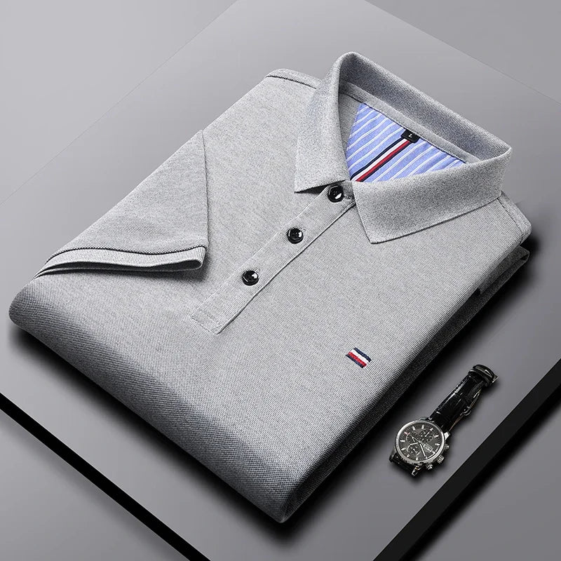 Men's Breathable Polo Shirt, Cotton Blend with Embroidery Detail