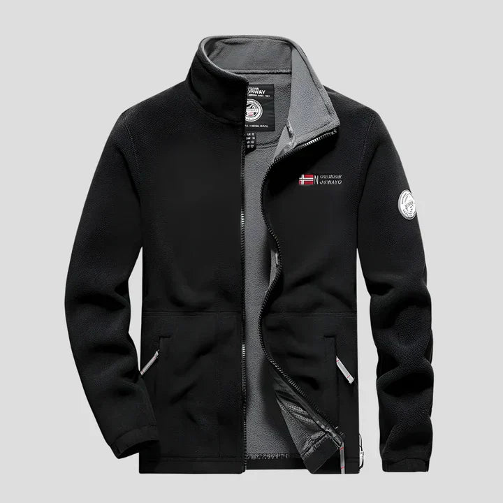 Men's Outdoor Fleece Jacket, Full Zip Stand Collar Fleece