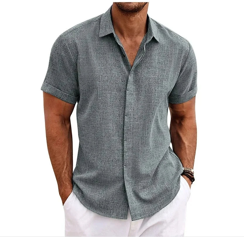 Men's Cotton Linen Shirt | Double Placket Breathable Button-Up