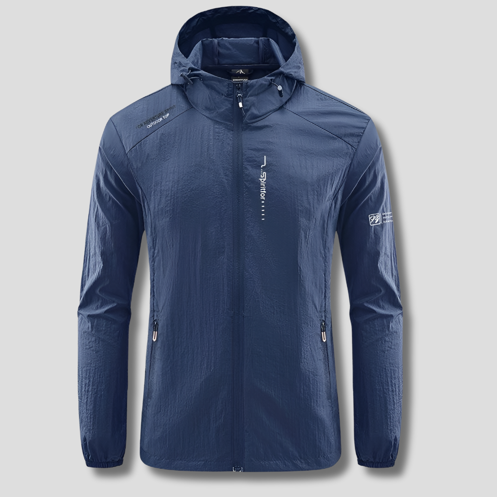 Men's Ultralight Hooded Summer Jacket, Wind and Sun Protection, Packable