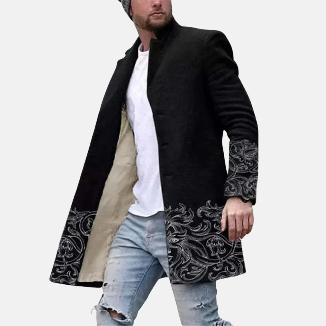 Men's Street Print Jacket - Casual Adjustable Zip-Up Coat