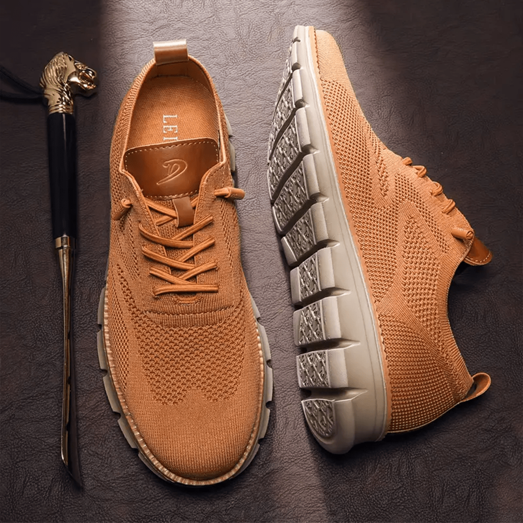 Men's Knit Sneakers with Flex Grip Sole, Lightweight Casual Trainers