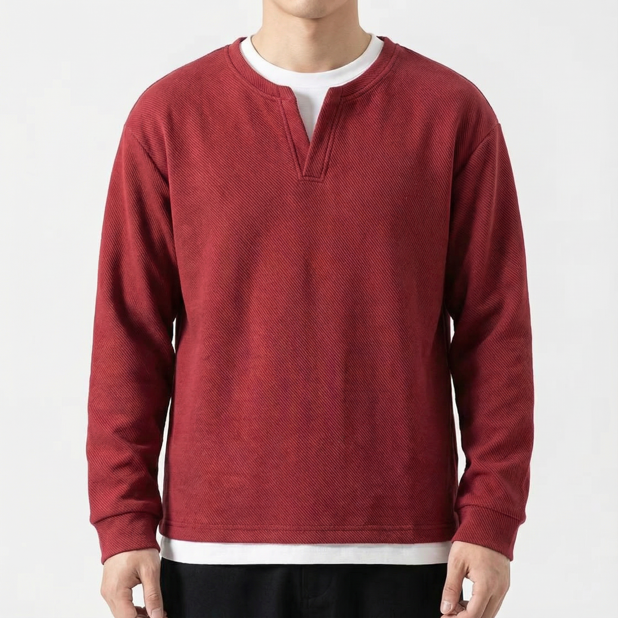 Malaga Cotton Split-Neck Jumper for Men - Relaxed Everyday Sweater