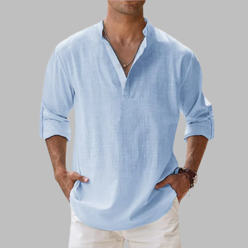 Men's Linen Summer Shirt - Relaxed Fit Button-Down Casual Shirt