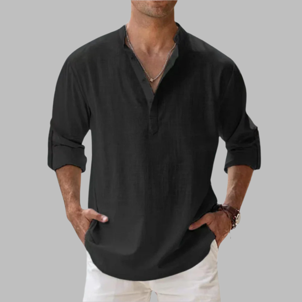 Men's Linen Summer Shirt - Relaxed Fit Button-Down Casual Shirt