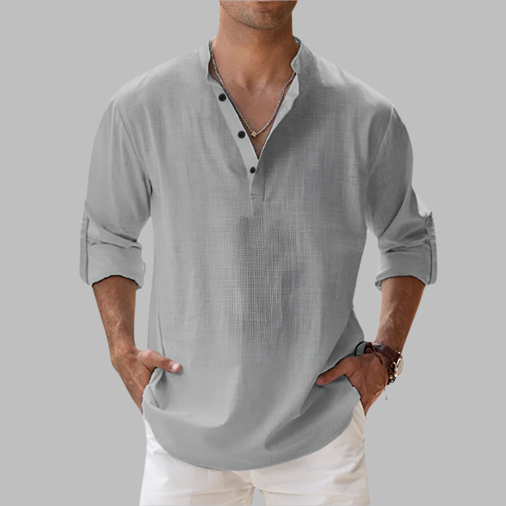 Men's Linen Summer Shirt - Relaxed Fit Button-Down Casual Shirt