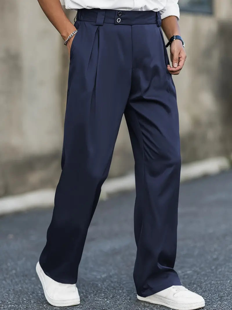 Men's Straight-Leg Summer Trousers - Lightweight Chino Pants
