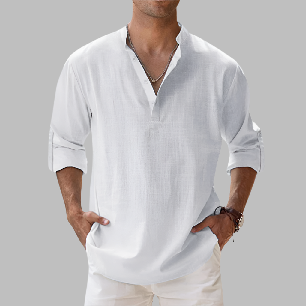 Men's Linen Summer Shirt - Relaxed Fit Button-Down Casual Shirt