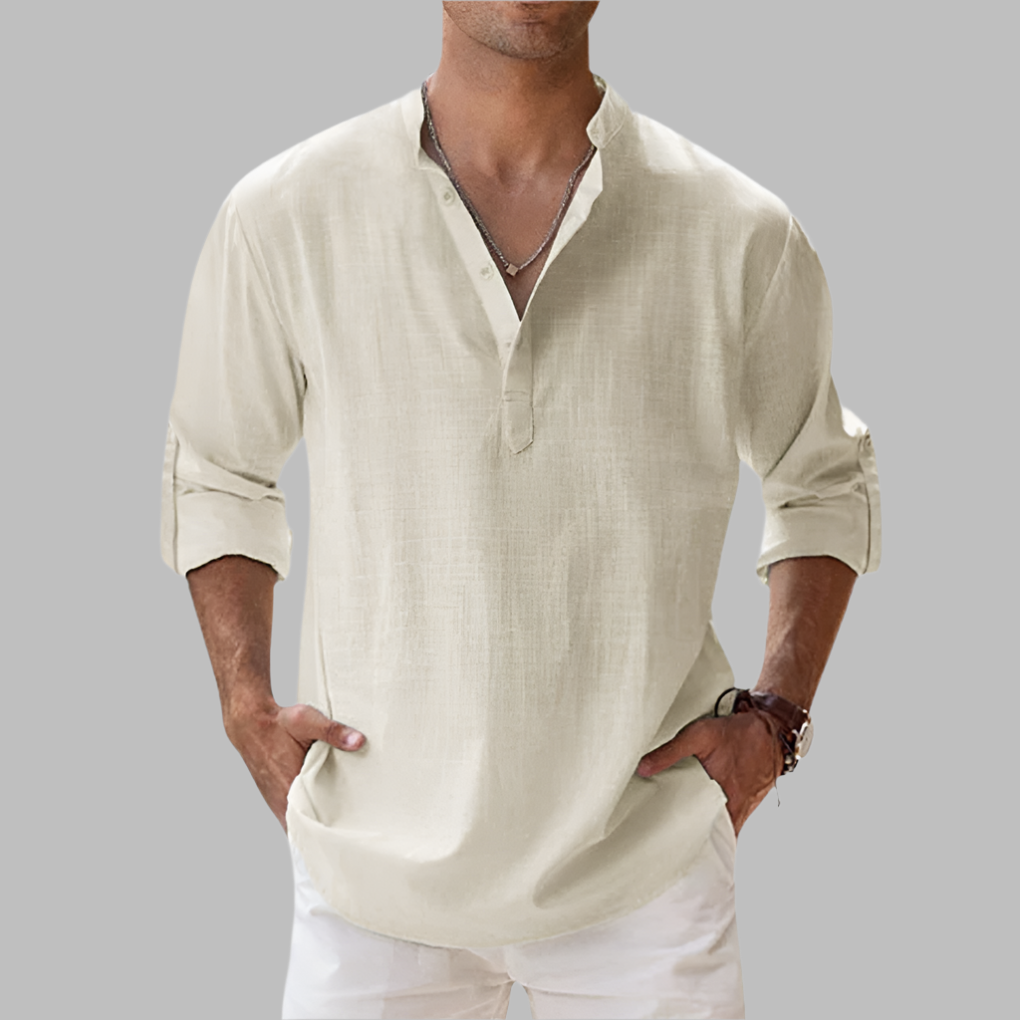 Men's Linen Summer Shirt - Relaxed Fit Button-Down Casual Shirt