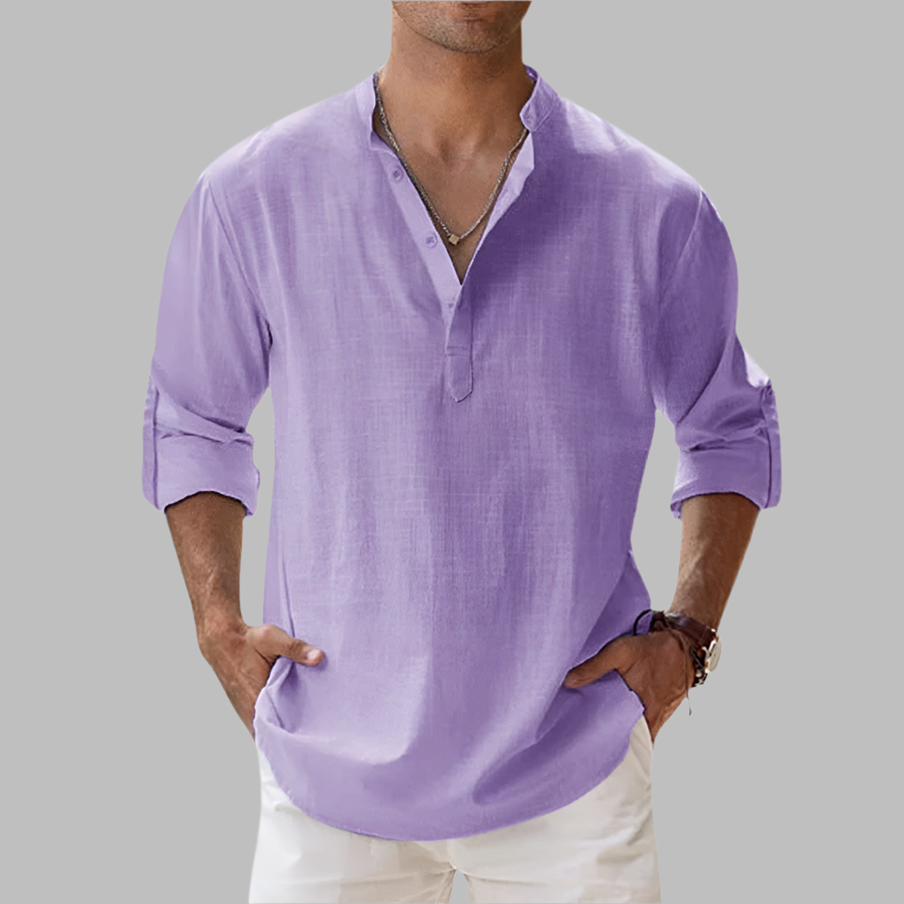 Men's Linen Summer Shirt - Relaxed Fit Button-Down Casual Shirt