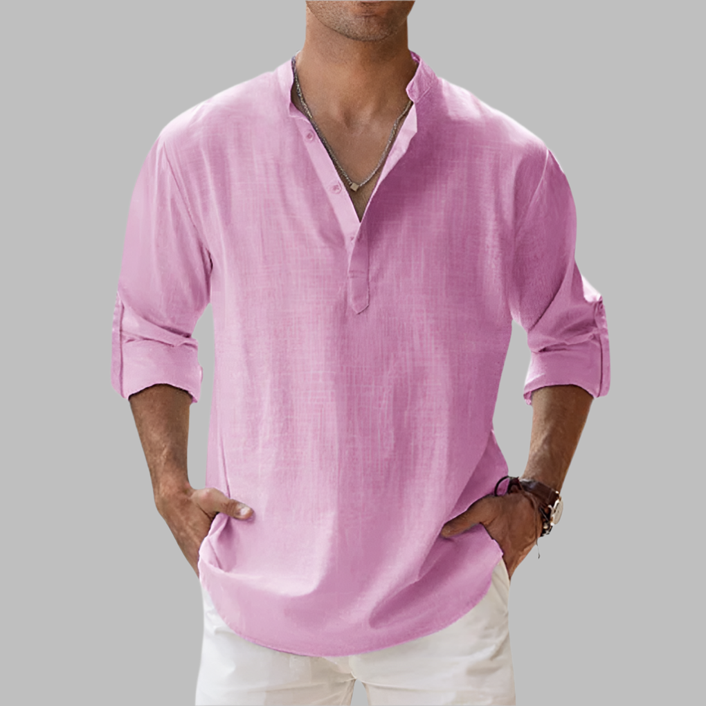 Men's Linen Summer Shirt - Relaxed Fit Button-Down Casual Shirt