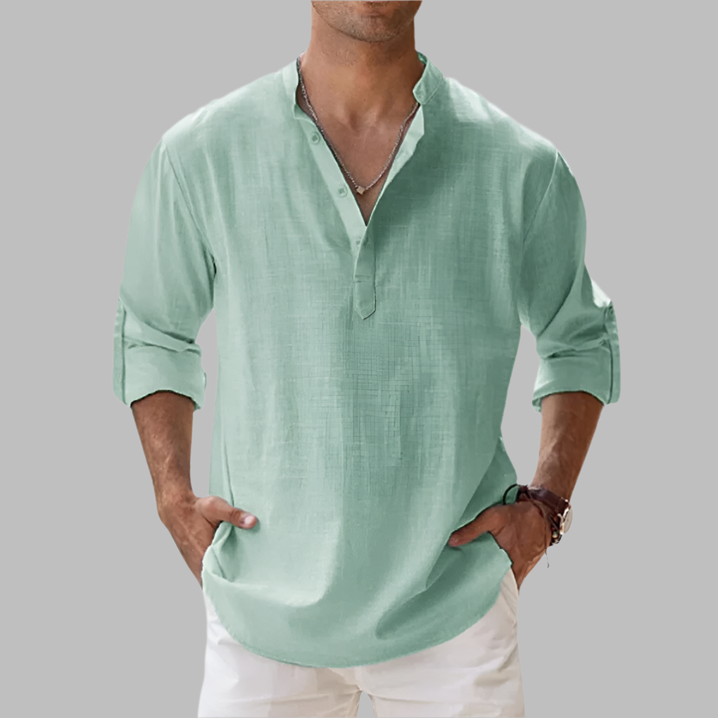 Men's Linen Summer Shirt - Relaxed Fit Button-Down Casual Shirt