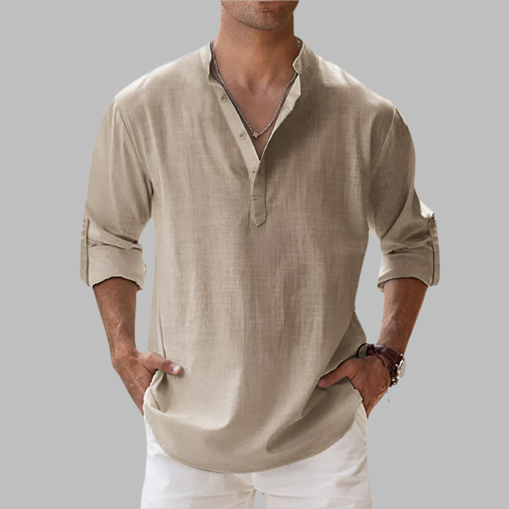 Men's Linen Summer Shirt - Relaxed Fit Button-Down Casual Shirt