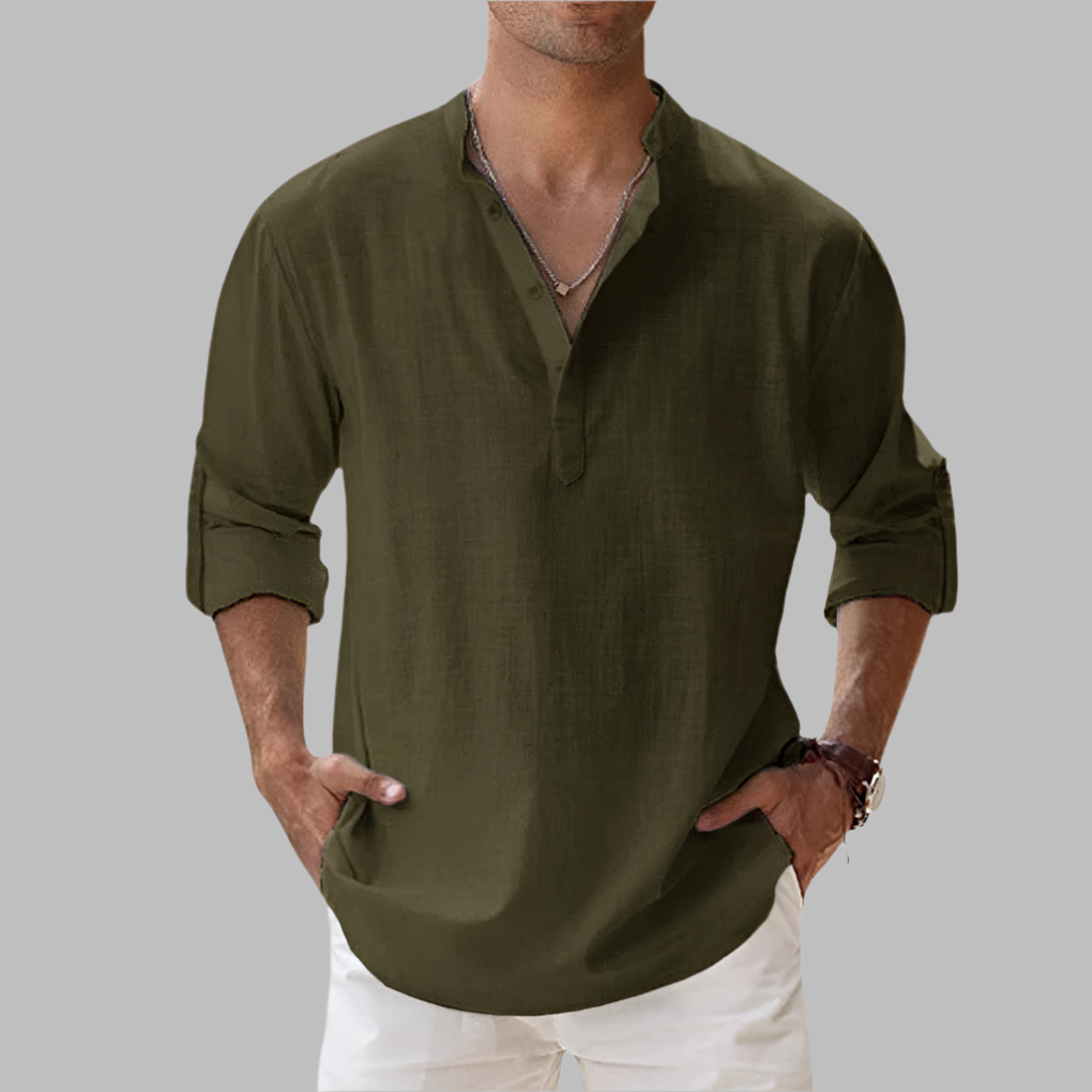 Men's Linen Summer Shirt - Relaxed Fit Button-Down Casual Shirt