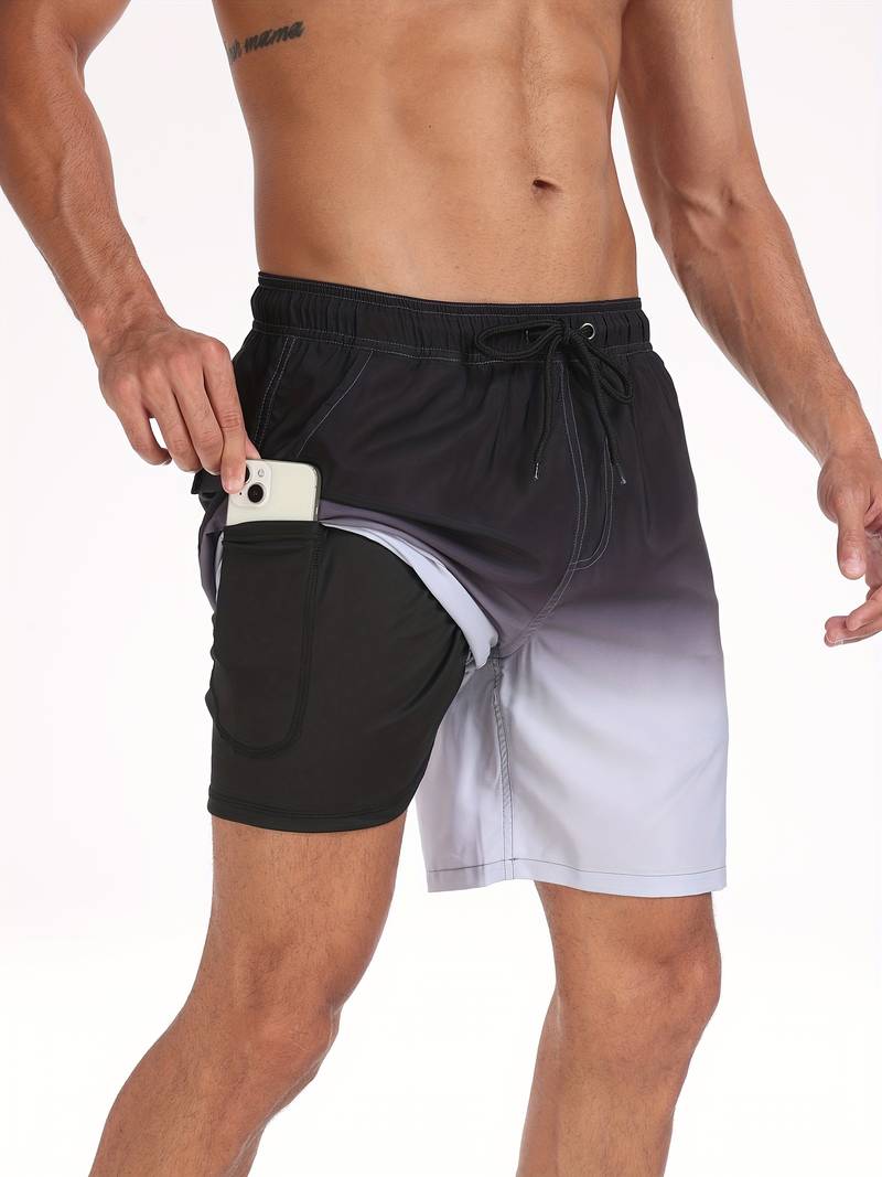 Men's Swim Trunks with Drawstring Waist, Mid-Thigh Quick-Dry Board Shorts
