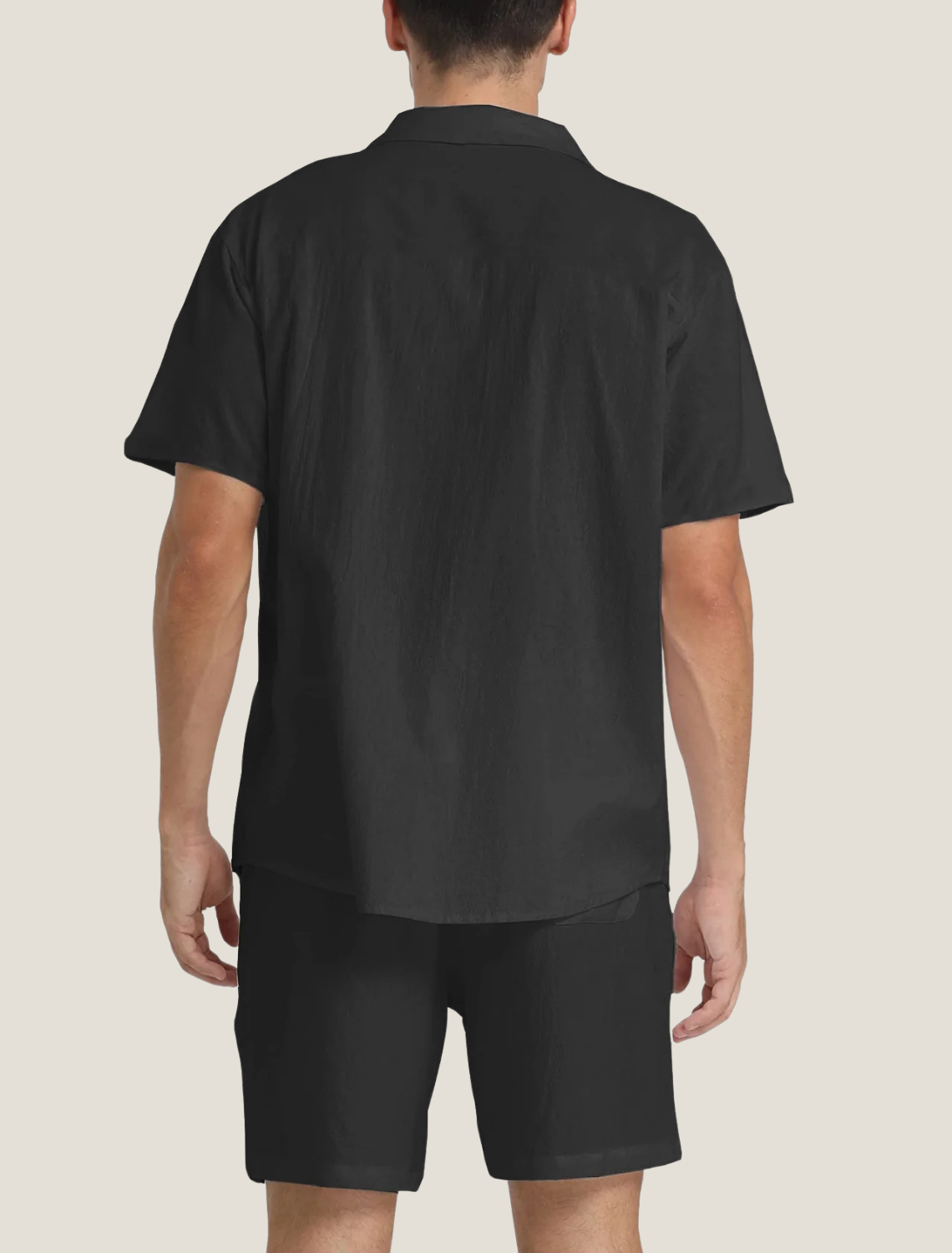 Men's Summer Button-Down Shirt and Shorts Set with Chest Pocket, Two-Piece Outfit