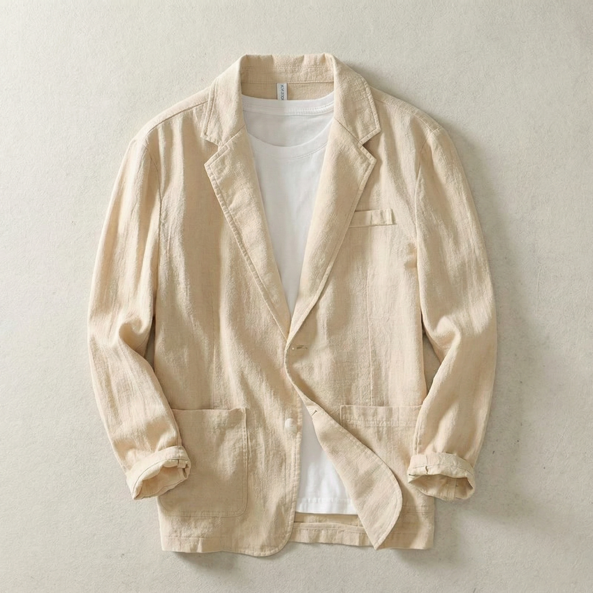 Men's Linen Blend Jacket, Lightweight Layer with Classic Lapels