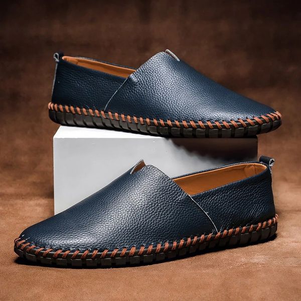Men's Vintage Loafers with Hand-Stitched Sole, Premium Slip-On Shoes