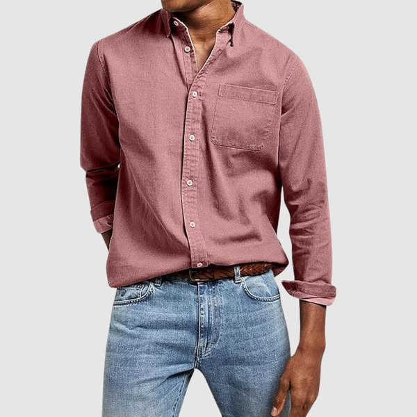 Men's Military-Style Button-Up Shirt - Breathable Casual Cotton Shirt