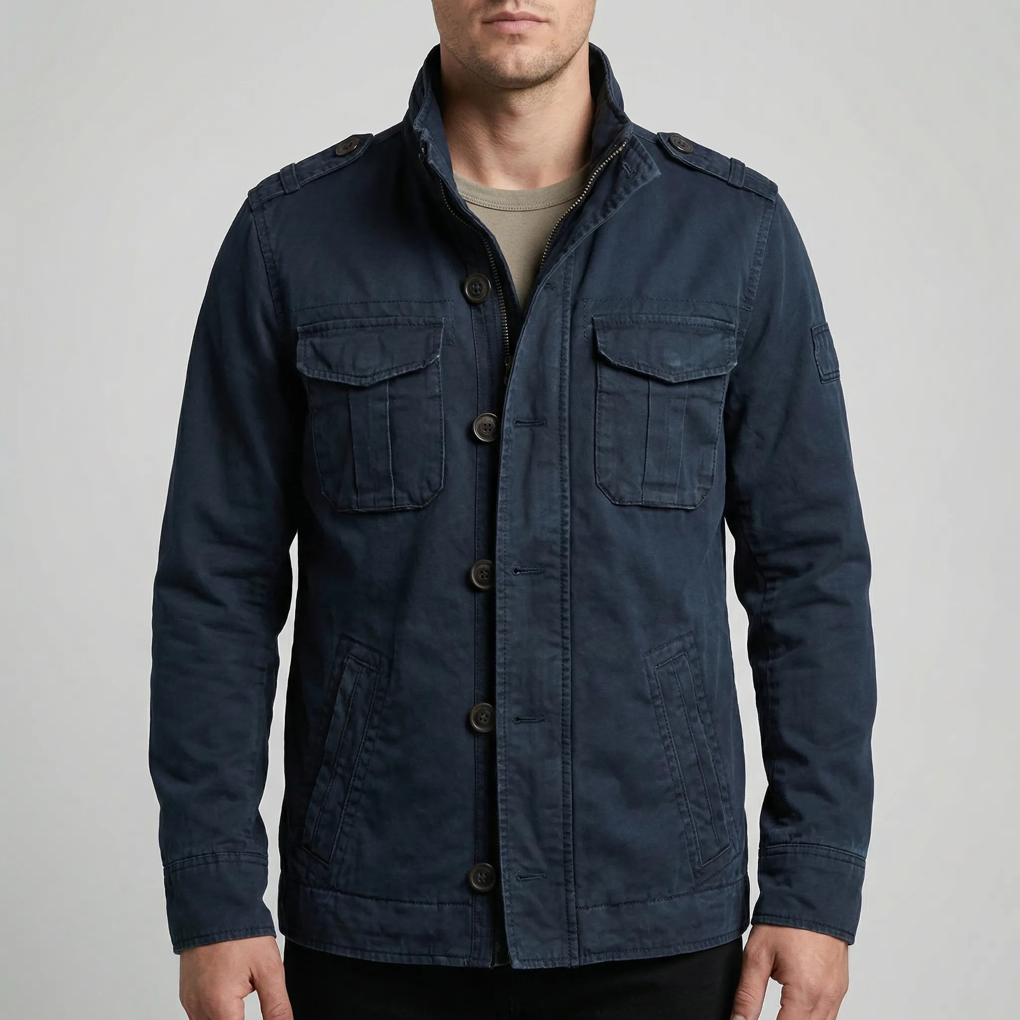 Men's Camouflage Military Jacket - Cotton Lined Casual Coat