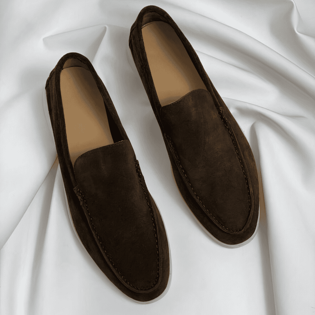 Men's Slip-On Loafers with Tonal Stitching, Minimalist Casual Shoes
