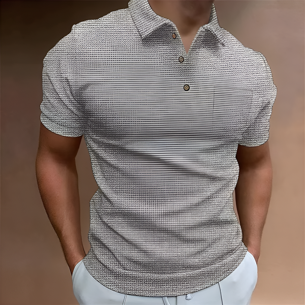 Men's Short-Sleeve Half-Zip Polo Shirt, Textured Casual Pullover