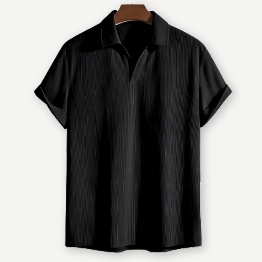 Ribbed Johnny Collar Polo - Soft Breathable Polo Shirt for Men