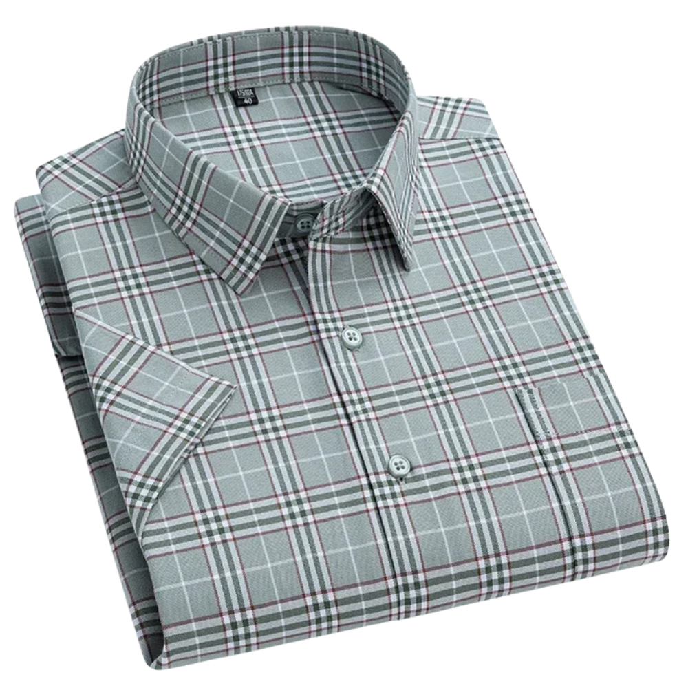 Men's Striped Short Sleeve Shirt with Chest Pocket, Breathable Summer Fit
