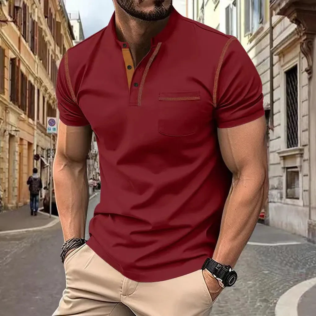 Men's Ribbed Collar Polo Shirt, Knit Polo for Casual and Smart-Casual Wear